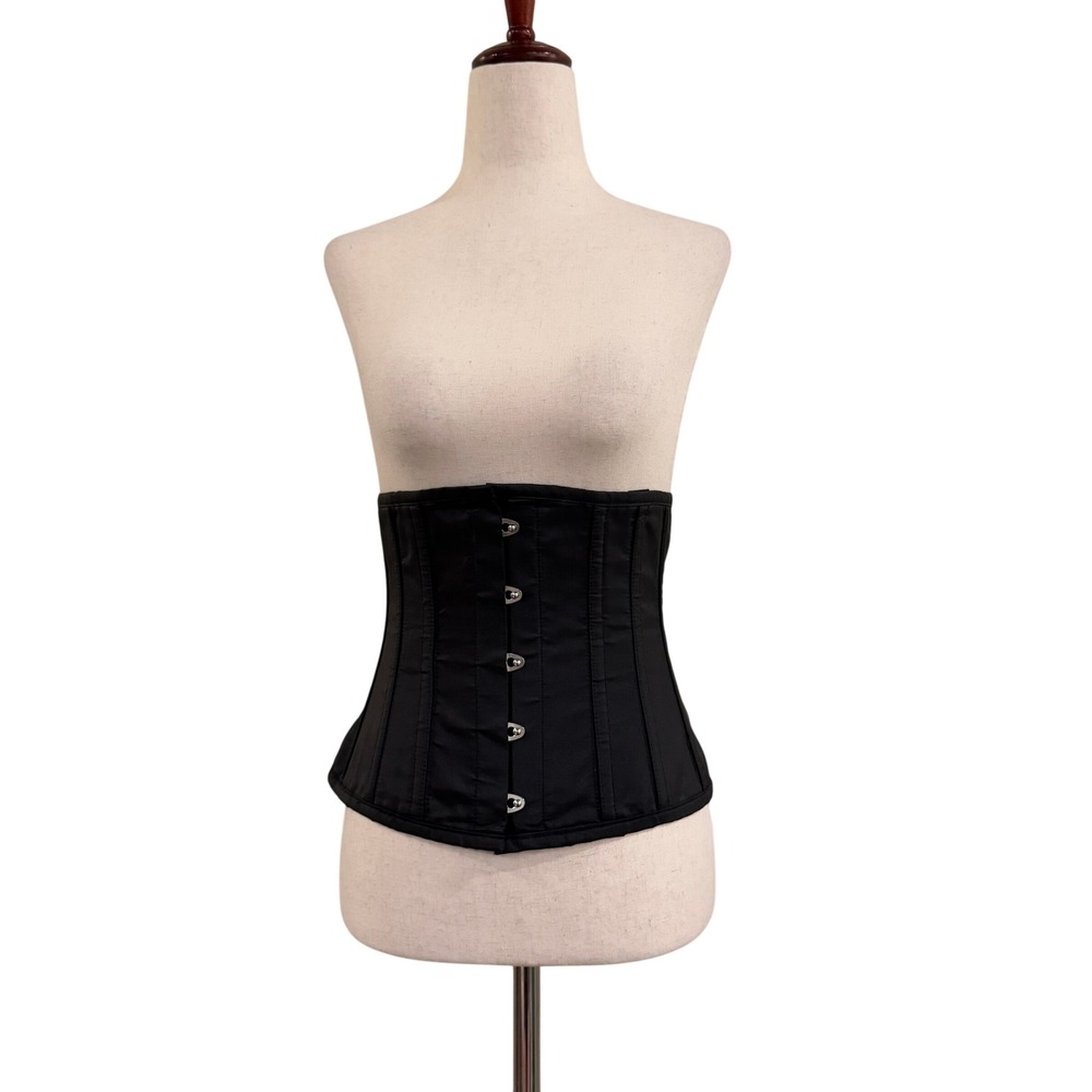 Playgirl White Label Black Steel Boned Underbust Waist Training Corset 20 INCH